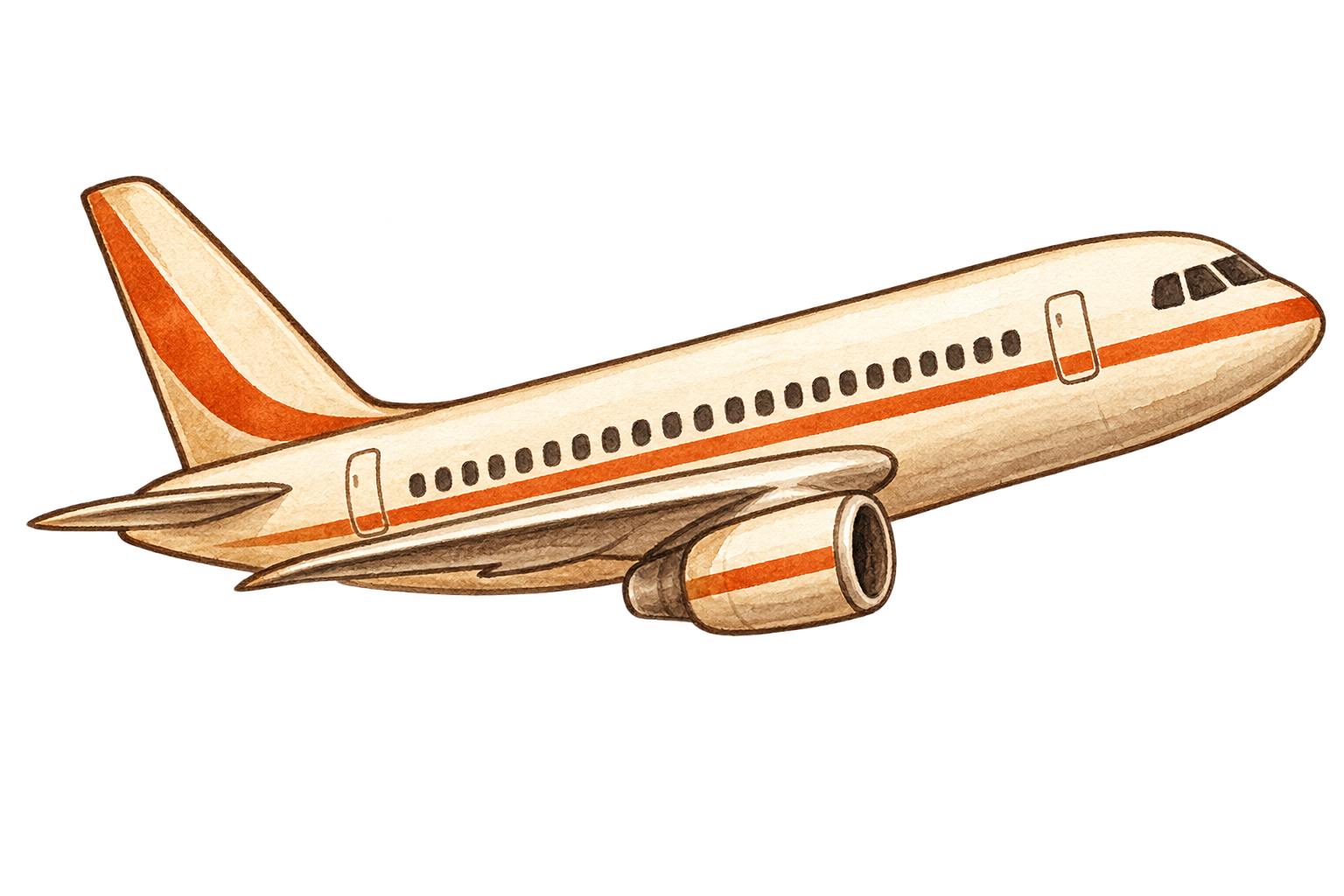 Watercolor airplane illustration